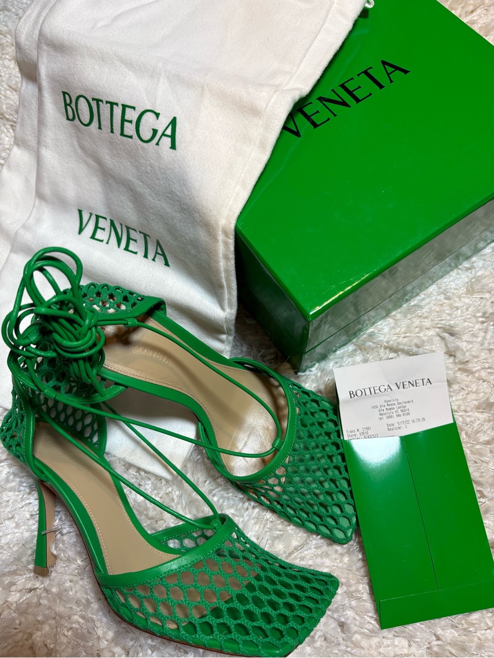 Bottega Veneta Stretched Leather-Trimmed Mesh Pumps in Green
